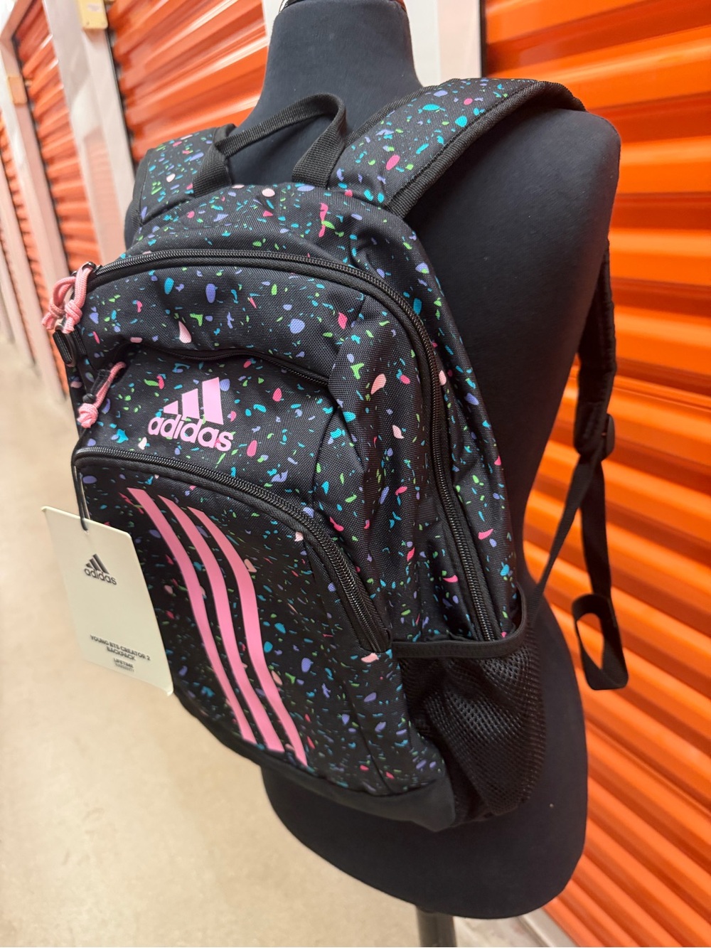 NWT Adidas Kids Young Creator 2 Black Backpack with Pink Accents and Multicolor - Picture 5 of 7